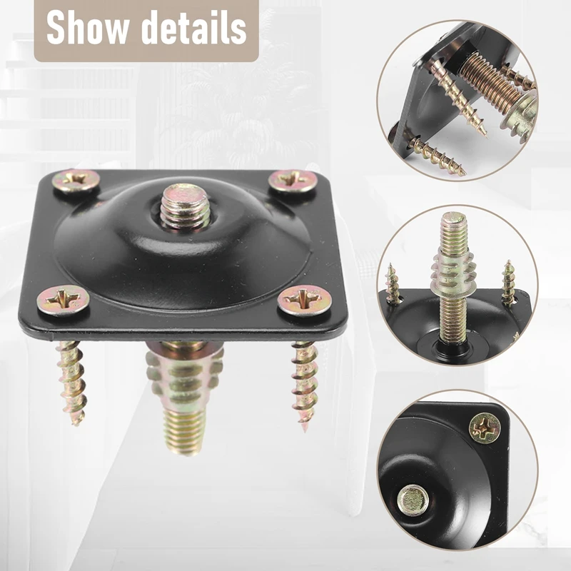 8Sets Flat Mounting Plates Furniture Leg Attachment Plates T-Plate For Sofa Legs With M8 Hanger Bolts