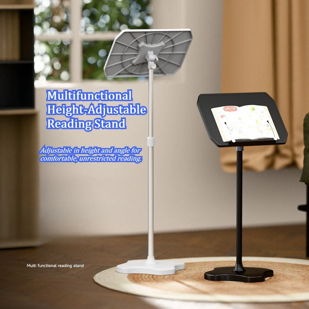 Height Adjustable Floor Book Reading Stand, Multi‑Angle Rotatable Book Holder Desk Reading Support for Study Bedroom Home Use