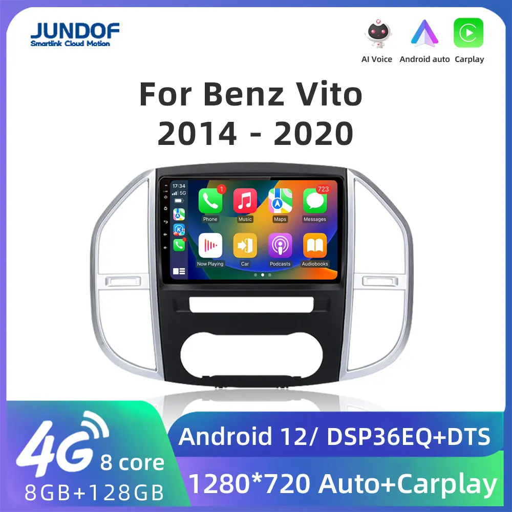 Jundof pro AI Voice 2 din Android Auto Radio for Mercedes Benz Vito W447 2014-2020 Car Radio Multimedia GPS Track Carplay dvd