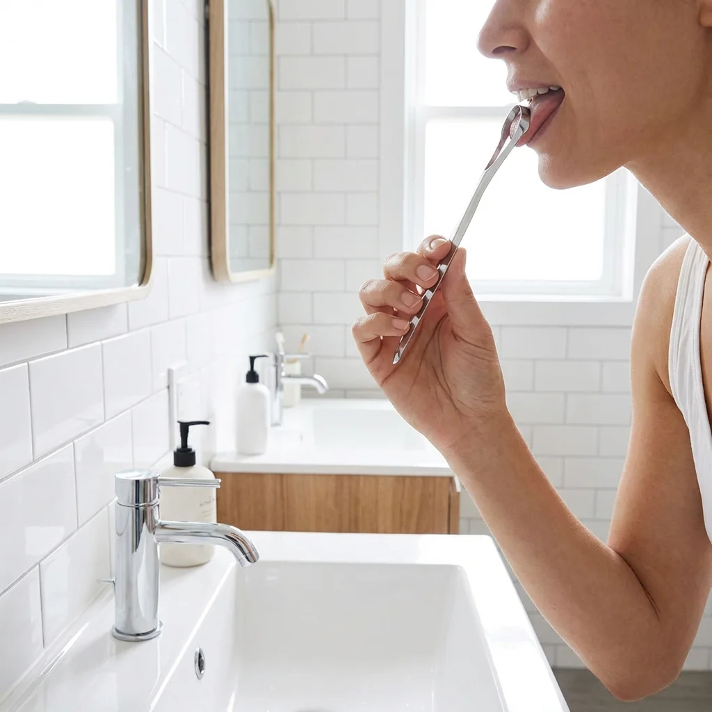 Daily Oral Care Stainless Steel Tongue Scraper - Fresh Breath Mouth Cleaning Tool, Durable Adult Hygiene Tongue Cleaner - Detail 1