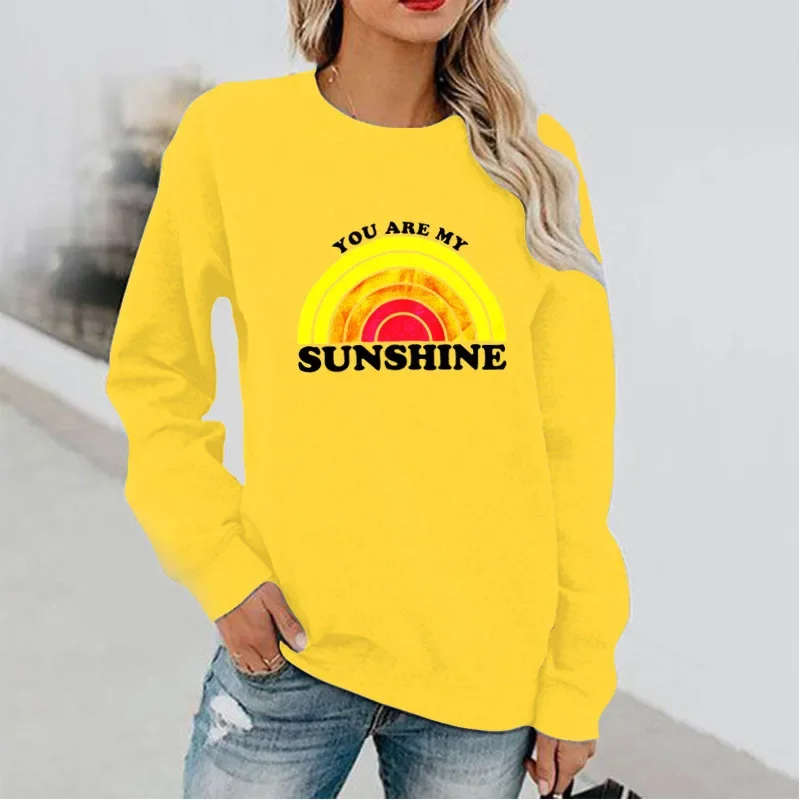 You Are My Sunshine  Printed Long-sleeved Crewneck Hoodie Without A Hat Sweatshirt  Aesthetic  Streetwear Women