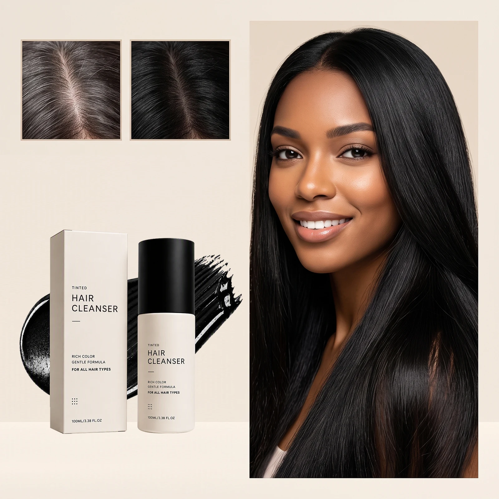 Black Hair Dye Shampoo Gray White Cover Repair Dry Damaged No Harm Deep Nourishing Natural Coloring Shampoo 2 In1 Hair Care