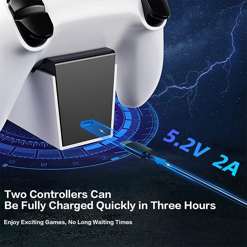 Soporte de carga de controlador Dual retroiluminado RGB para PlayStation 5 P-5, acoplamiento de carga rápida con Cable de carga tipo C
