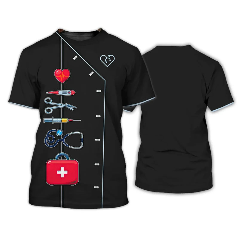 

Doctor Nurse Cosplay 3D Funny Printed T-shirt Street Hip Hop Casual Fashion Personality Short Sleeve Men's And Women's T-shirts