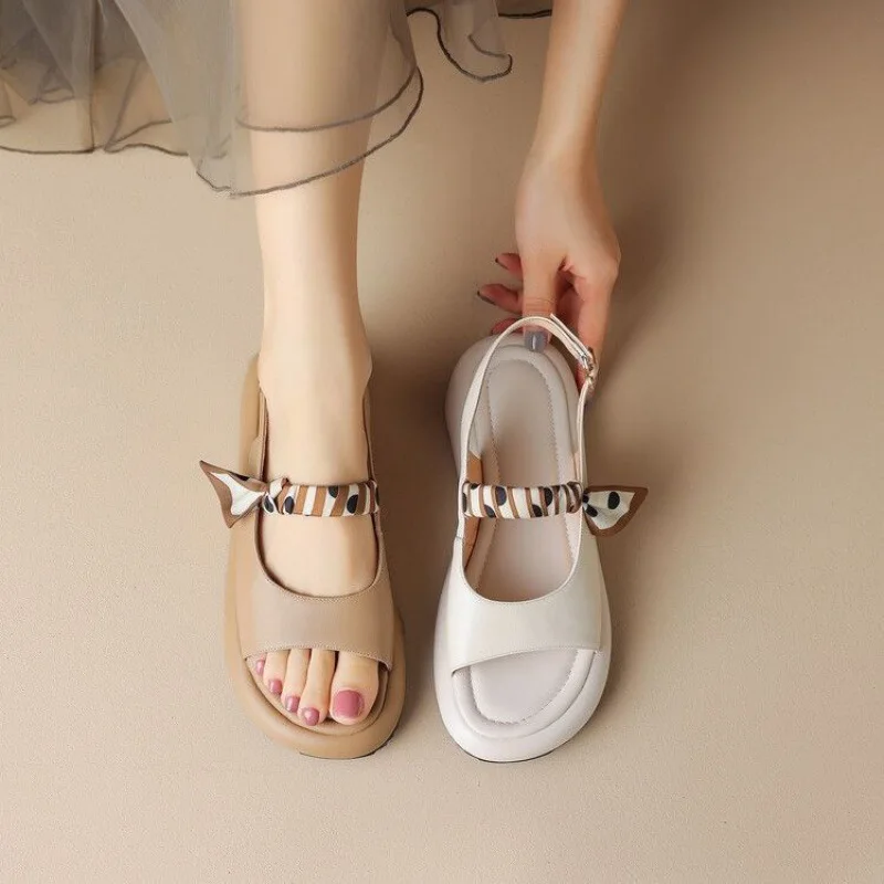 2024 Summer Shoes Women\'s Sandals New Open Toe Flat Ankle Strap Sandals for Women Outdoor Dress Office Ladies Heeled Shoes