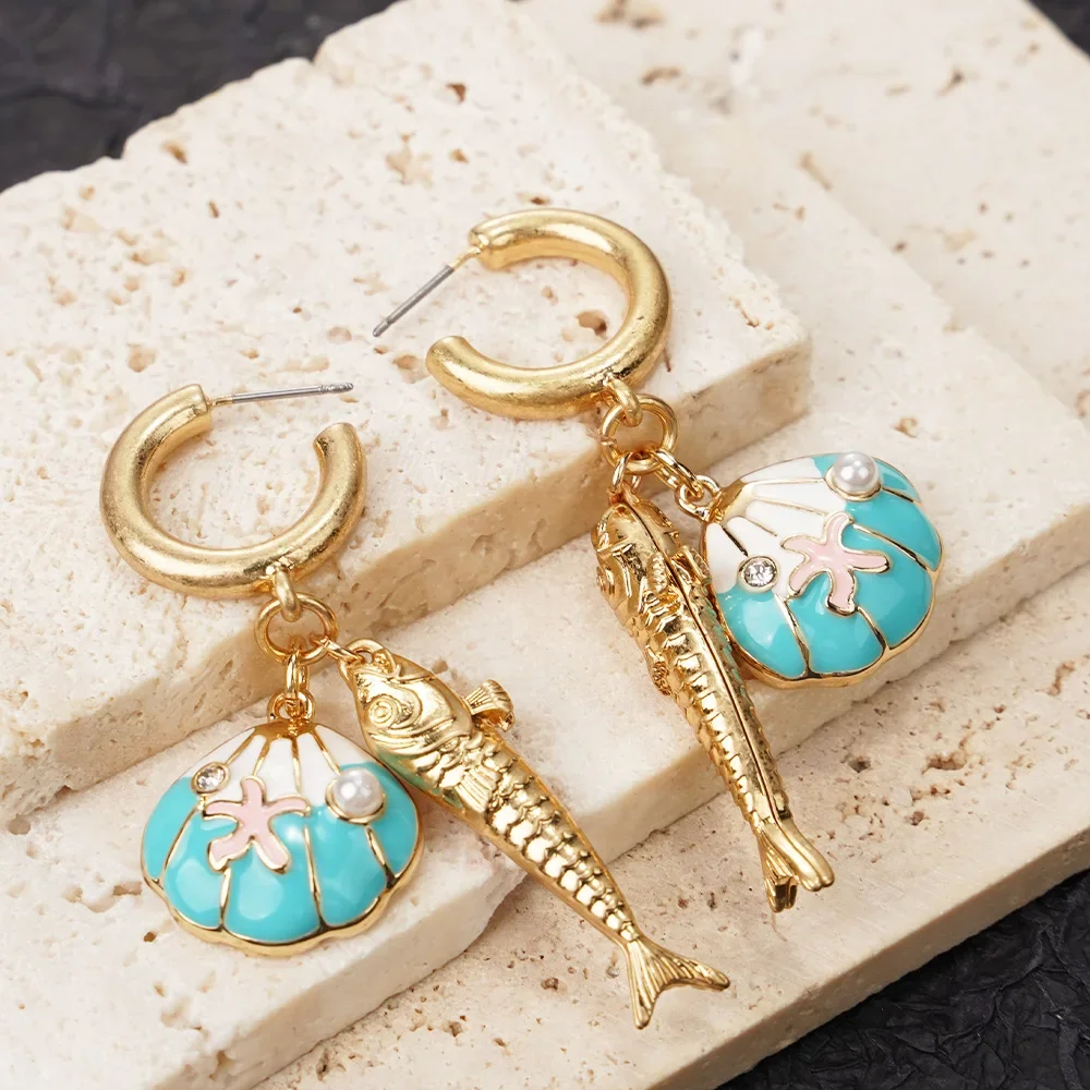 

Fish Earrings Unique Design Beautiful Shell Bohemian Style Banquet Birthday Gift Fashion Boutique Jewelry