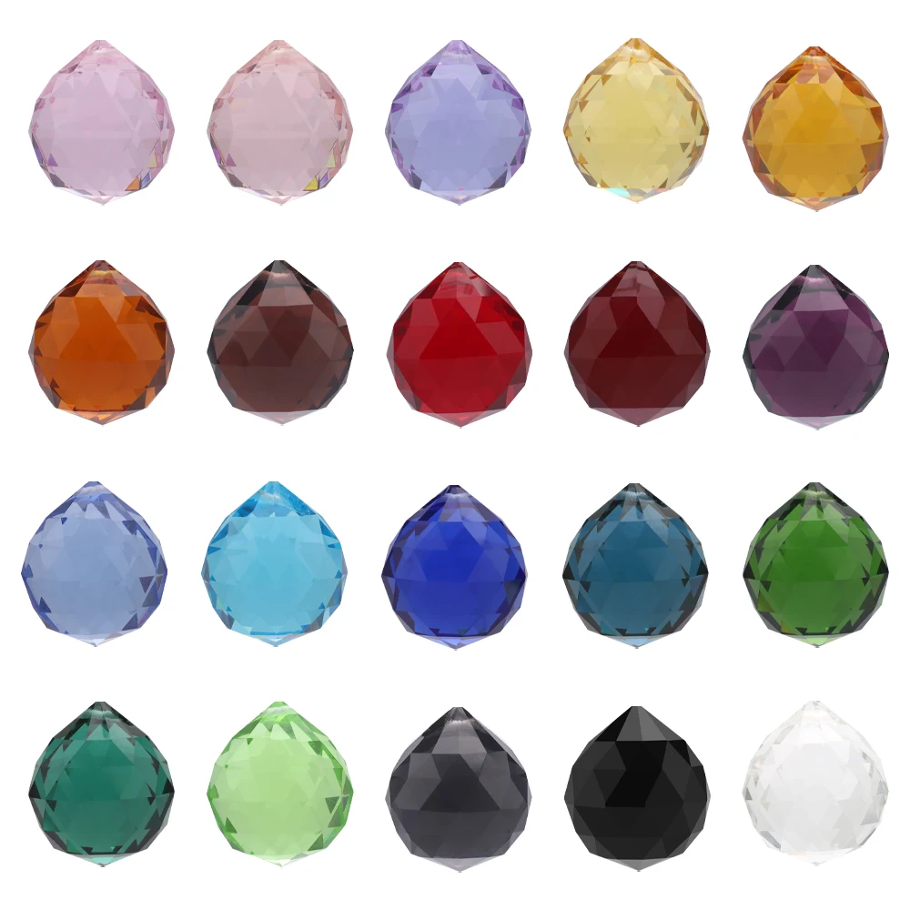 20mm/30mm 1pcs Chandelier Crystal Faceted Ball Prism Colorful Suncatcher Feng Shui Ball Glass Lamp Parts Wedding Home Decoration