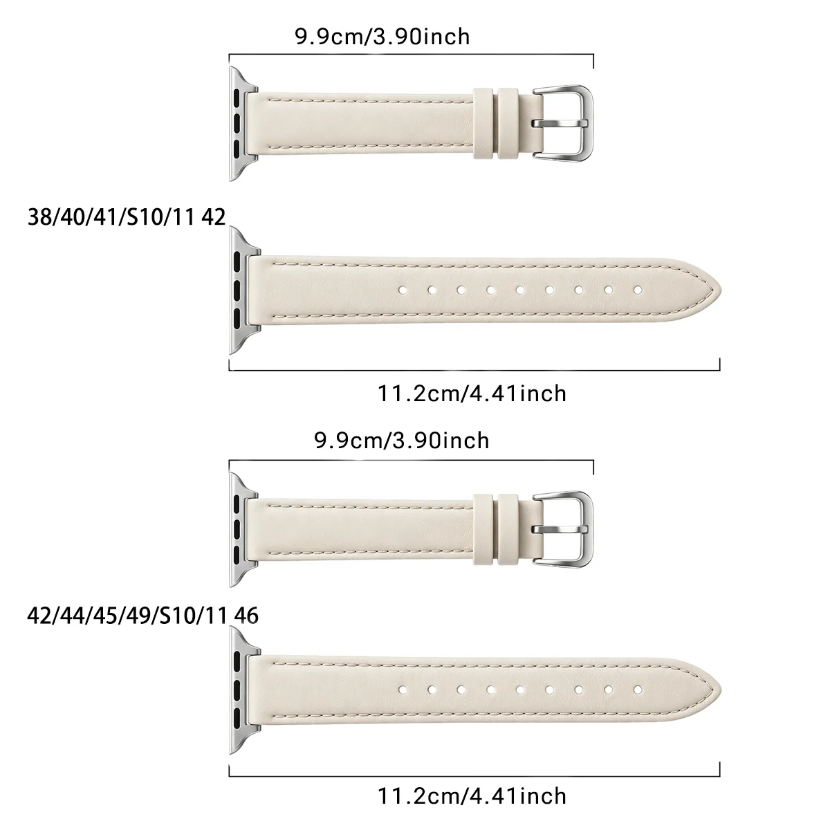 Skórzany pasek do Apple Watch, model „Leather Loop”, dla kobiet, pasuje do modeli Ultra/Series 12/11/10/9/8/7/6/5/4/3/2/1 SE, rozmiary: 38 mm, 40 mm, 41 mm, 42 mm, 44 mm, 45 mm, 46 mm, 49 mm. — zdjęcie produktu 2