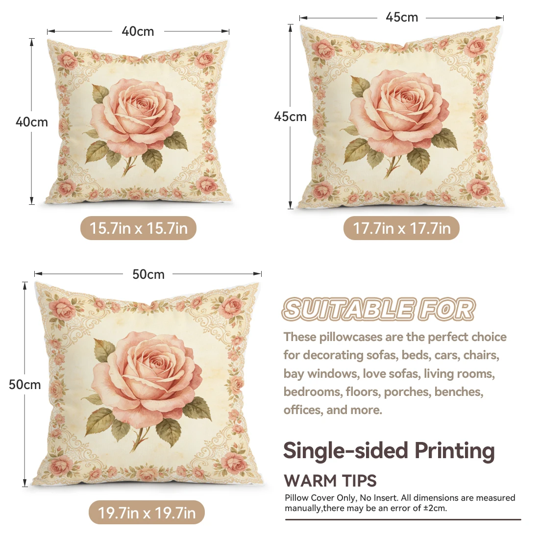 1/4pcs Victoria Rose Cushions Pillowcase Polyester Cushion Cover Throw Pillow Pillowcover Home Car Sofa Decor
