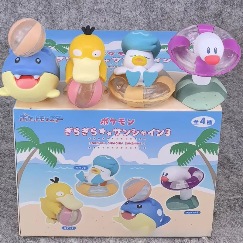 

Аниме-фигурка Pokemon Wiglett Psyduck Quaxly Spheal Kawaii Summer Beach Series слепая коробка коллекция игрушек украшения подарки для детей