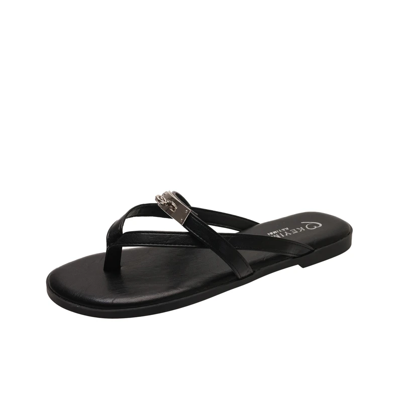 2026 Neue Modische Lässige Slip-On Sandalen mit Flacher Sohle und Schnallenverschluss für Strandurlaub Damen Atmungsaktive Bequeme PU-Leder Sandalen