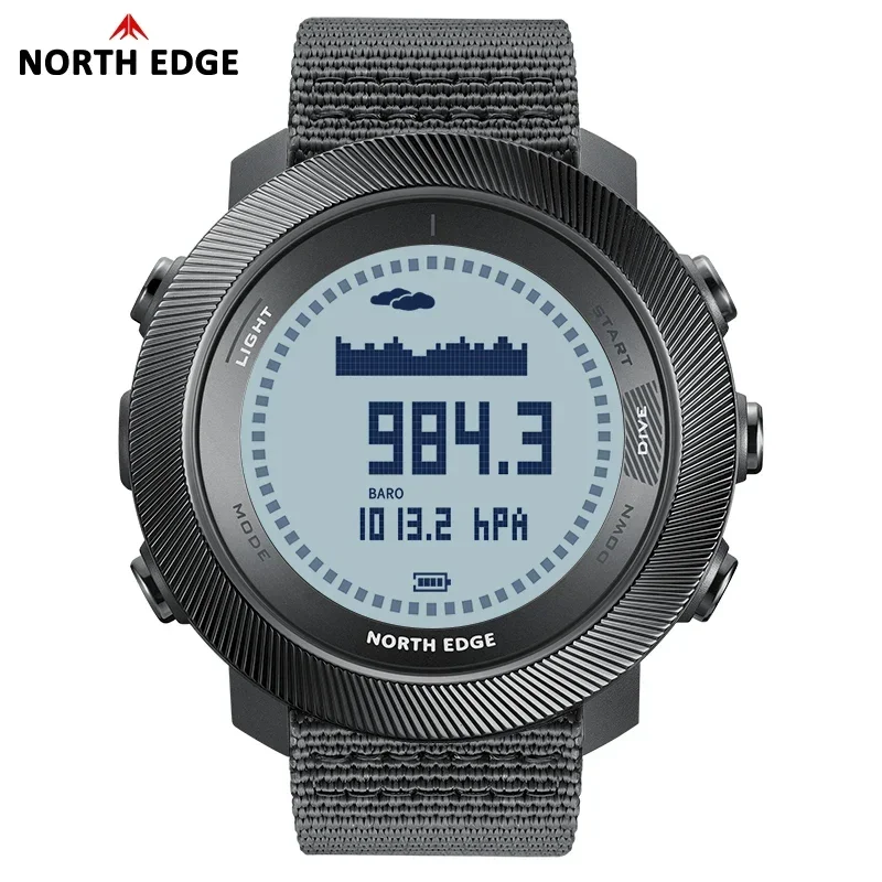 NORTH EDGE APACHE-D Men Smart Casual Watch Waterproof Luminous Swimming Sports Wristwatch Pedometer Barometer Depth Diving