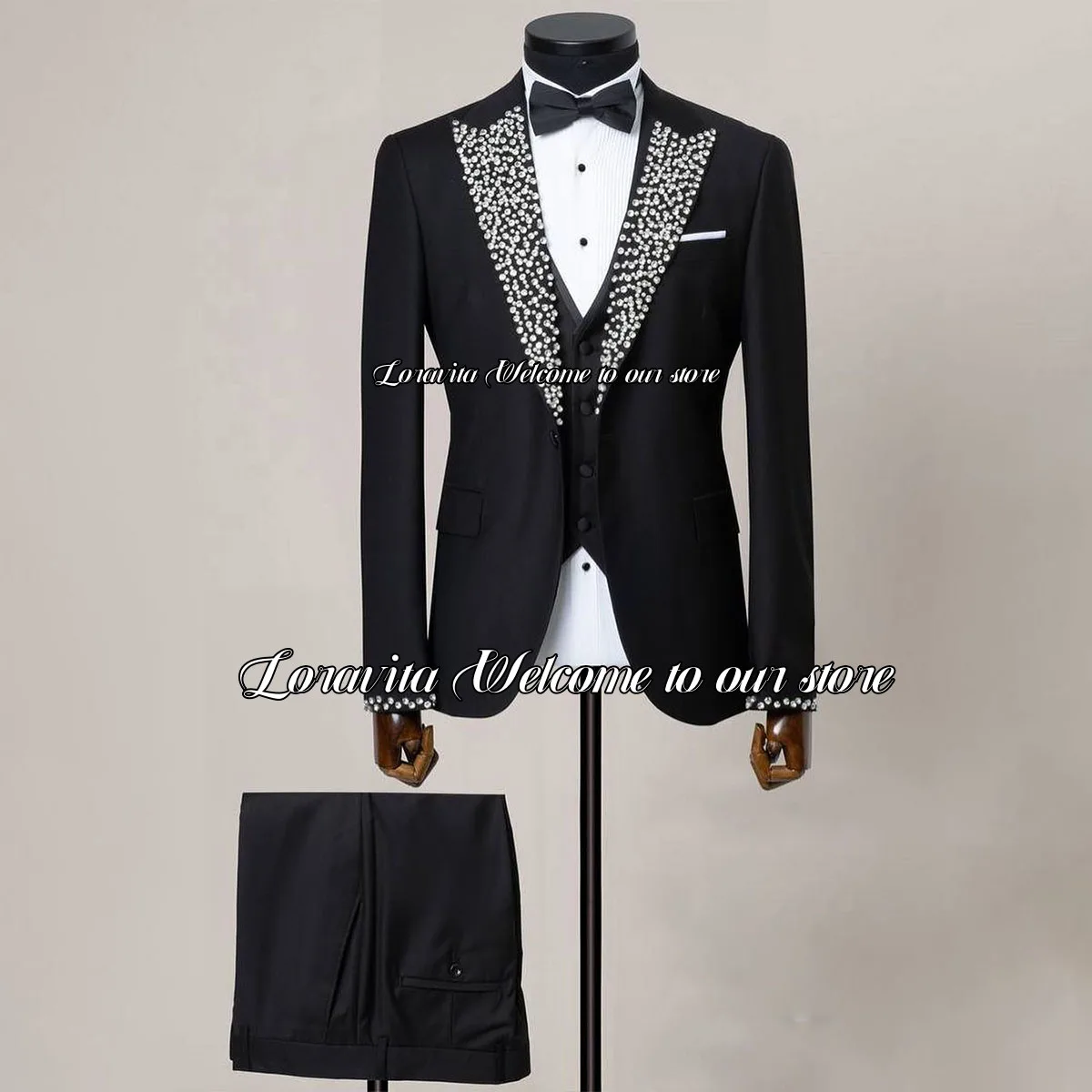 Sparkle Diamond 3 Pieces Sets Wedding Groom Slim Ternos Completo Luxury Beaded Tuxedos Men Suits Dinner Party Male Prom Blazers