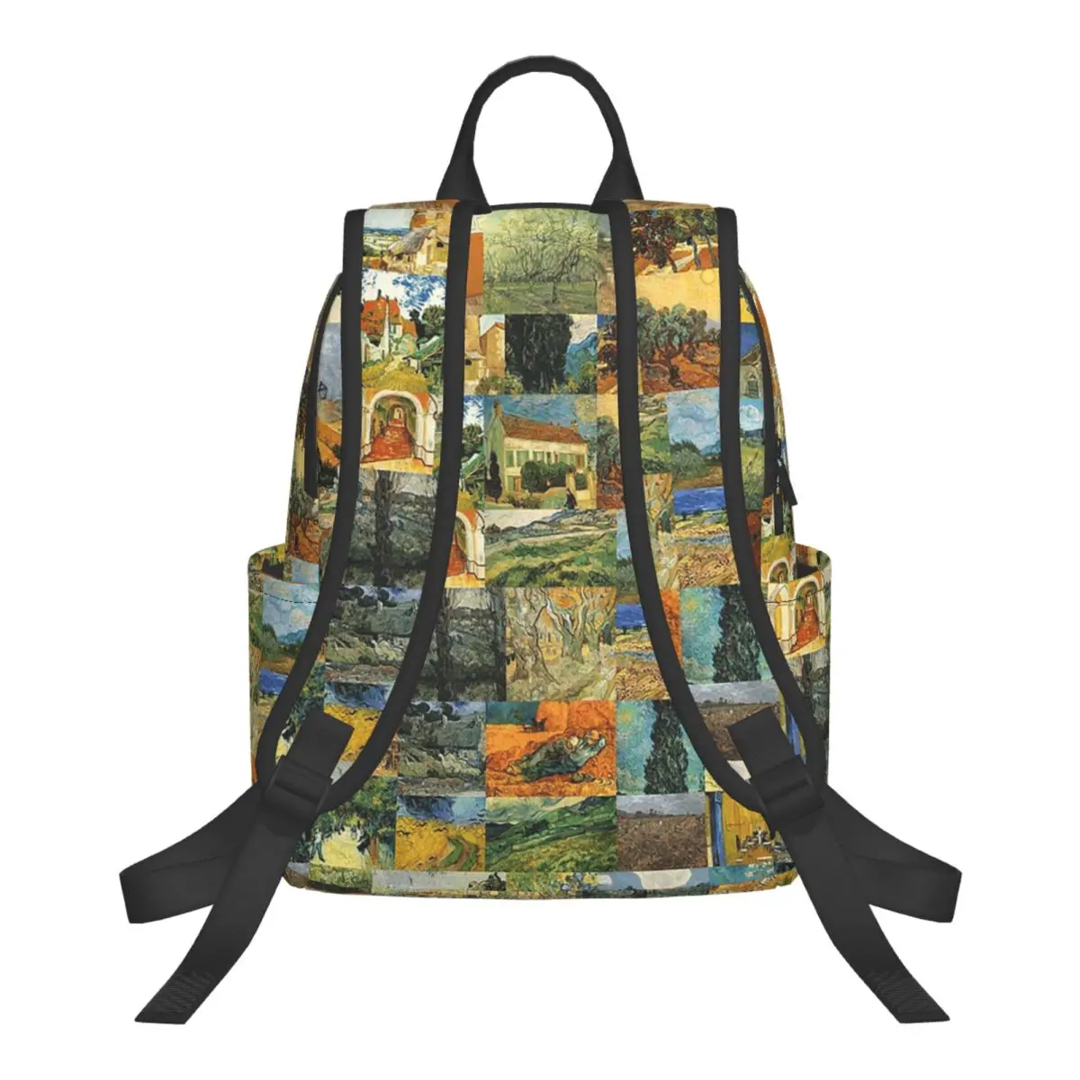 Van Gogh Style Patchwork College Art Student Backpack School Bag Hiking Travel Daypack for Men Women Bookbag Shoulder Bags