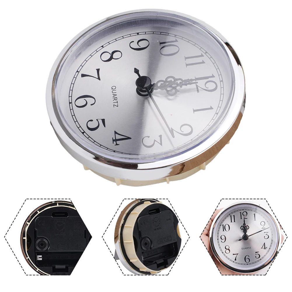 1pcs 90mm Movement Quartz Clock Insert Replacing Arabic Numbers Clear Lens Colored Trim Gold/silver Part Replacement