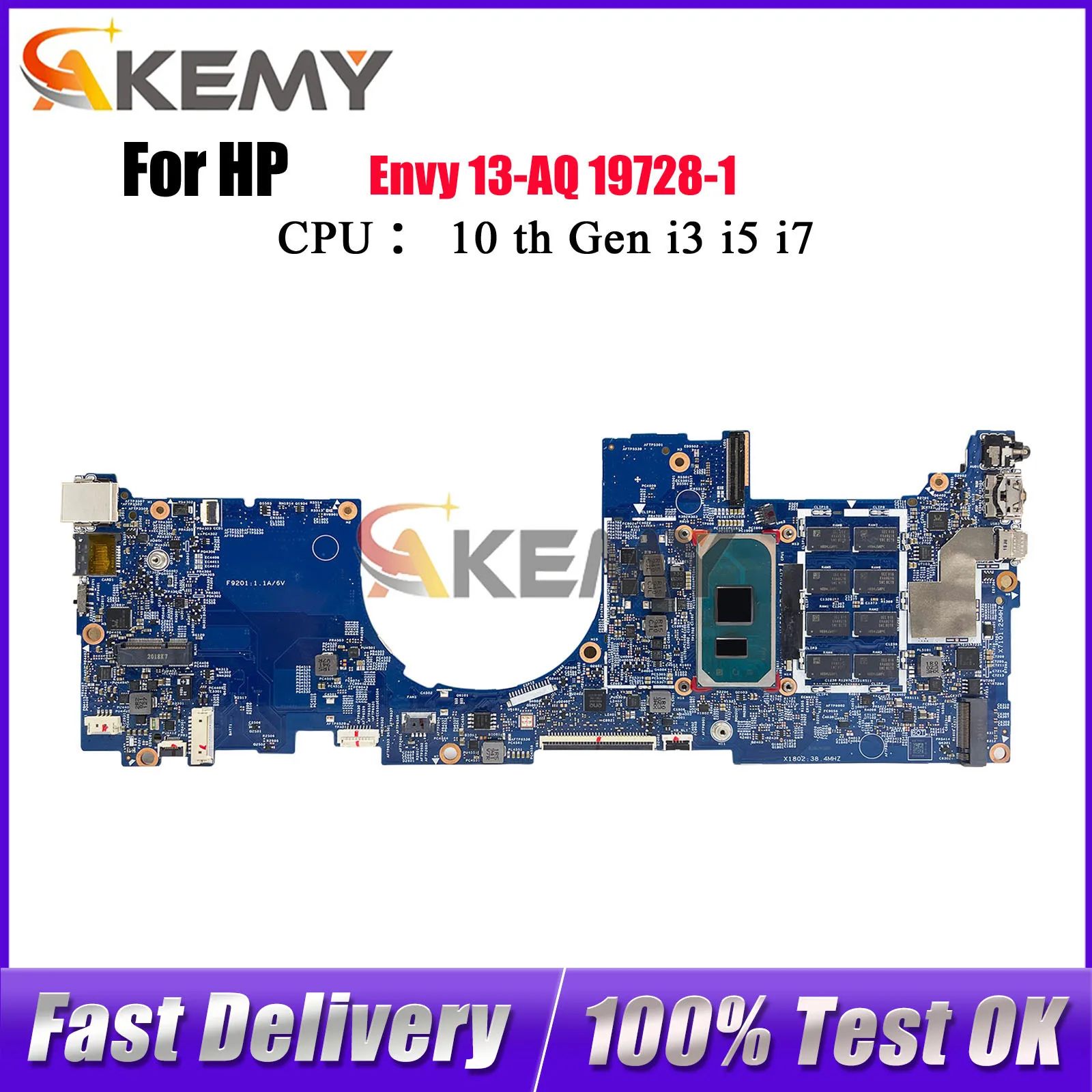 

L70927-601 L72584-601 для материнской платы ноутбука HP Envy 13-AQ 19728-1 с процессором i5-1035G1 i7-1065G7, 8 ГБ ОЗУ, 100% полностью протестировано