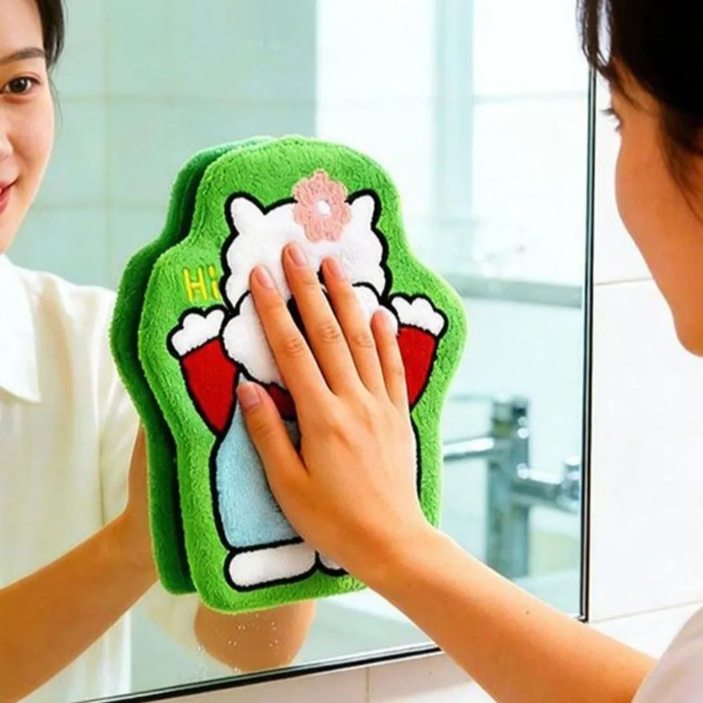 2PCS/SET Cartoon Puppy Hand Towel Hanging Thick Bathroom Hand Cloth Super Soft Super Absorbent Quick Drying Hand Towel Kitchen