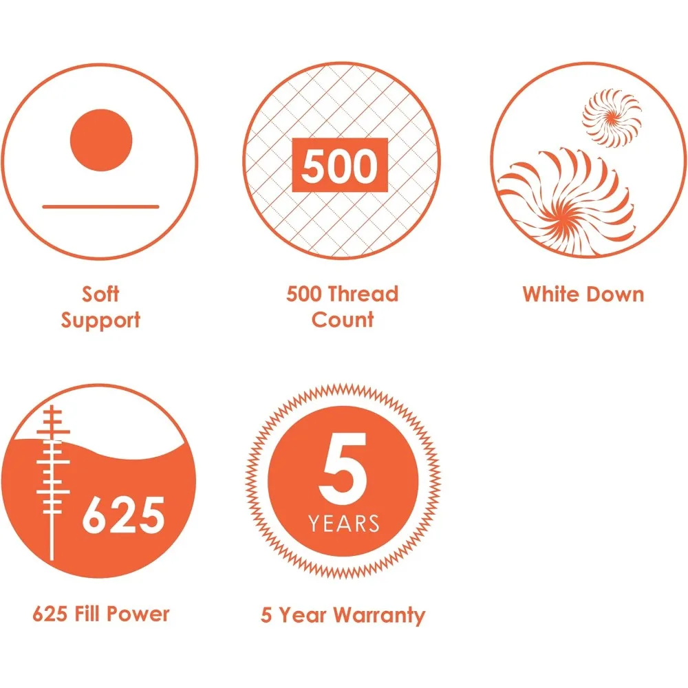 شركة Canadian Down & Feather - وسادة بيضاء فاخرة بقوة 625 مقاس كوين - عدد 500 خيط 100% قطن - M #6