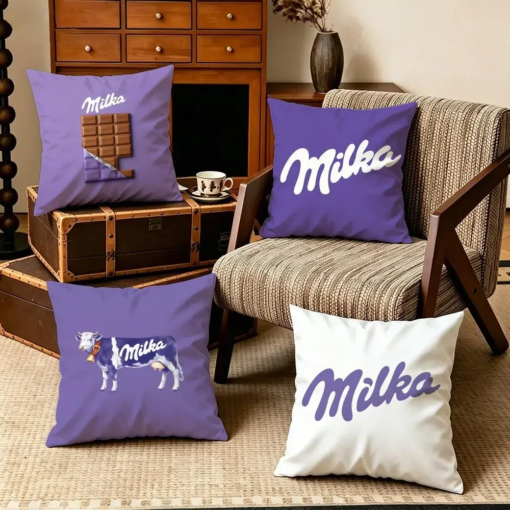 Cute Milk Chocolate Brand Throw Pillow Covers Set for Sofa Couch Home Decor Accent Pillows