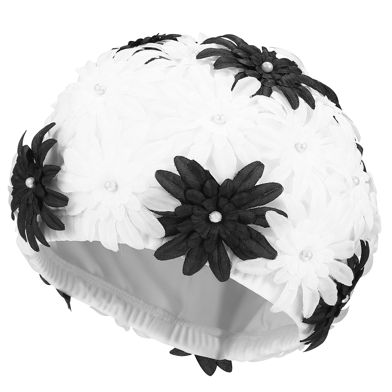 

1pcs Pearl Flower Swimming Soft Women Swimming Cap Comfortable Breathable Cap Women Swim Swim Hat Hat Black White Color