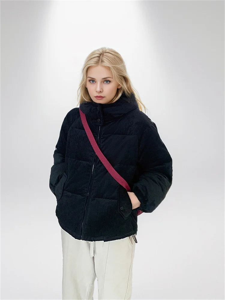 Women\'s Puffer Jackets Winter Short Japanese And Korean Style Stylish And Sweet Solid Colors Hooded Padded Warm Jacket