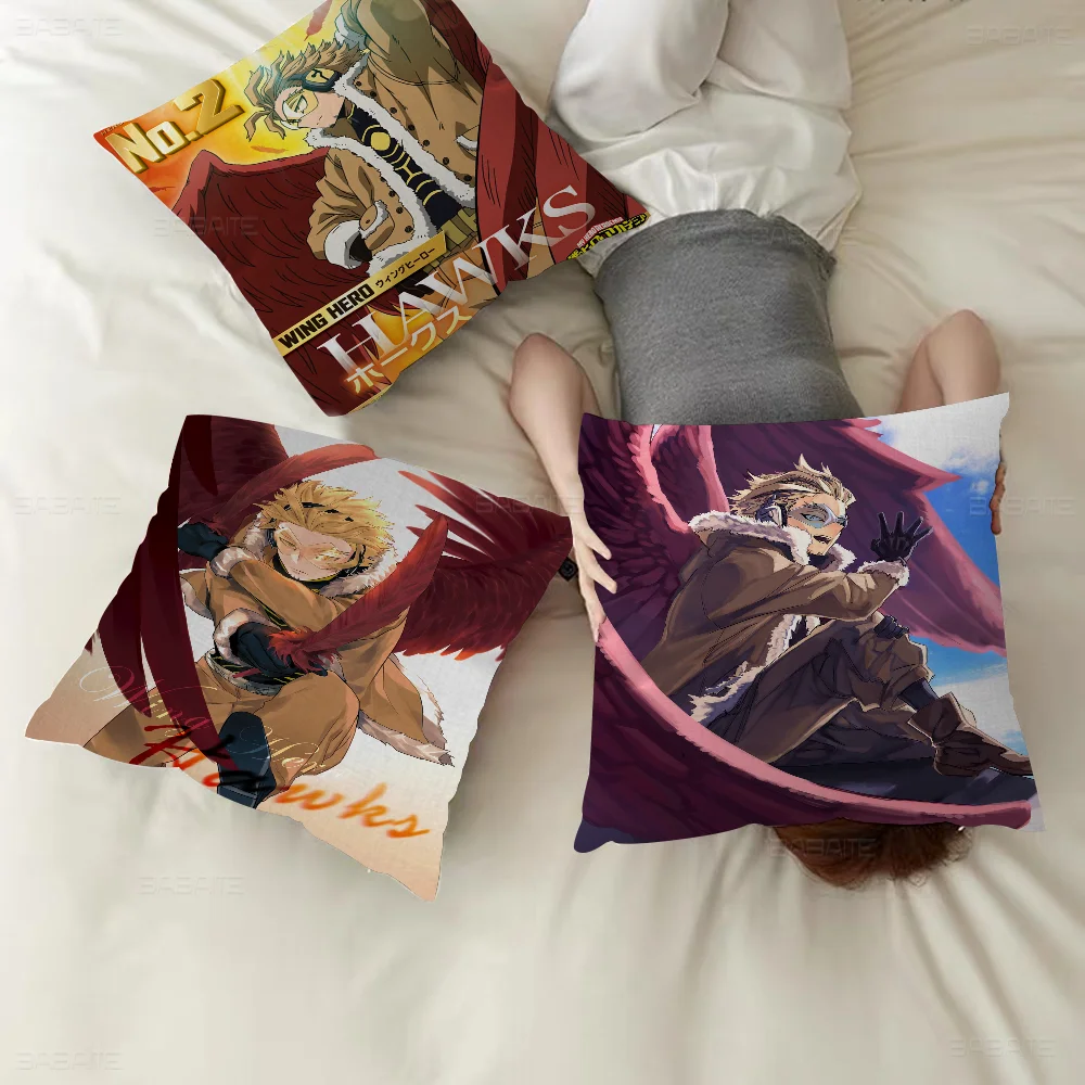 Anime My Hero Academia Hawks Personalized Picture Text Home Decorative Pillows Household Gifts 45x45cm