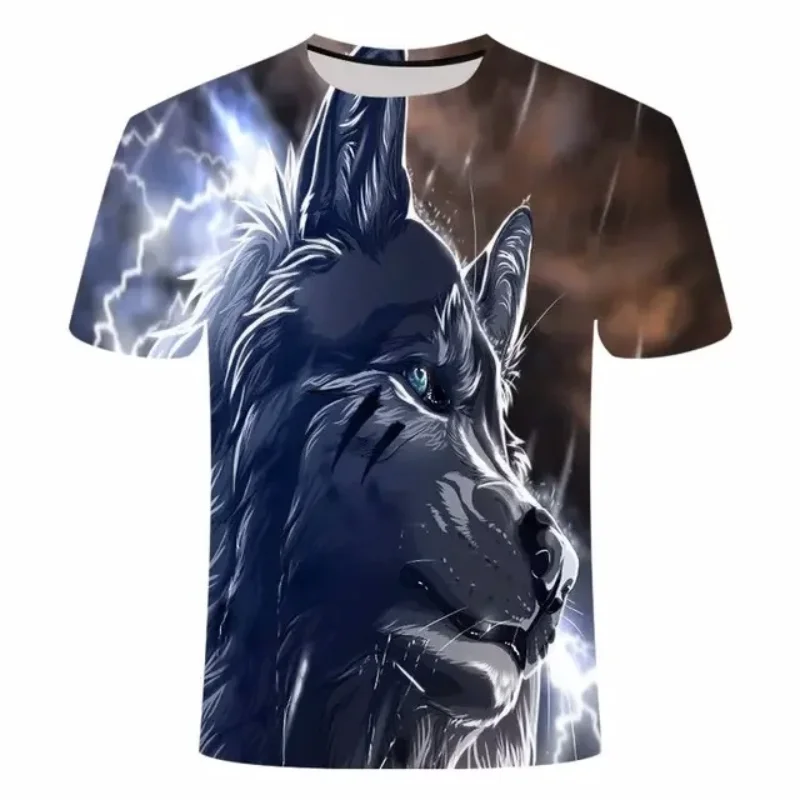 Animal Wolf 3D-Druck Sport Schnelltrocknend Atmungsaktives Herren-T-Shirt Outdoor Street Loose Comfort Vielseitiges Eltern-Kind-Kurzarm-Oberteil – Detail 20