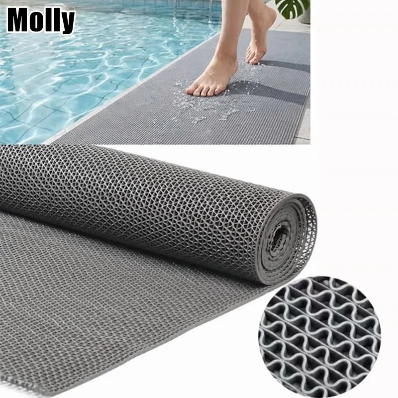 Non-Slip PVC Drainage Floor Mat for Bathroom Pool Kitchen Bar Patio Indoor Outdoor Wet Areas Plastic Dirt Resistant Rug for Home