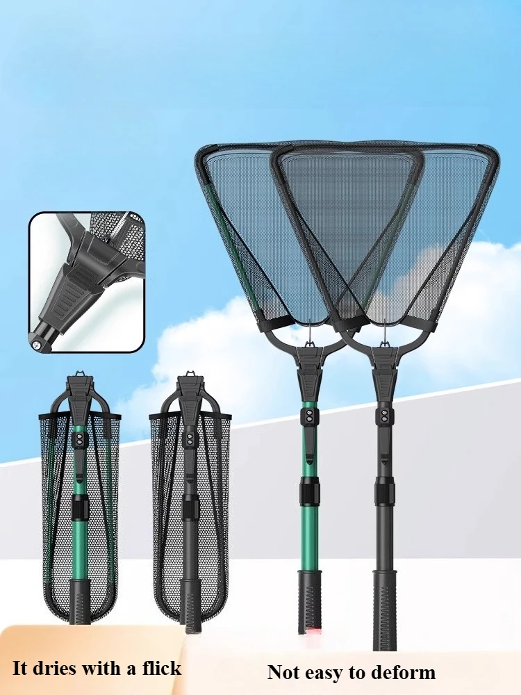 

Triangular Folding Landing Net Large Fish Scoop Net Pocket Retractable Integrated Rod Lure Fishing Landing Net