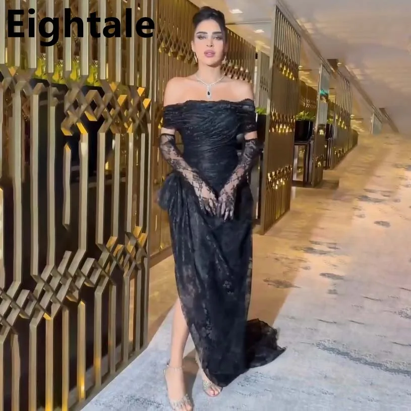

Eightale Elegant Black Lace Evening Dress Off Shoulder Mermaid Prom Party Dress Women Formal Dress Wedding Bridesmaid Dress