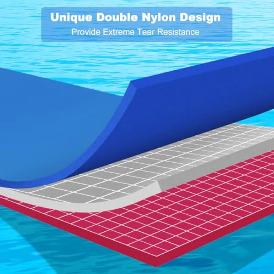 Lake ocean beach pool swimming floating water mat: 9'/10'/12'/18' XPE foam teal 3-layer tear-resistant lily pad for recreation