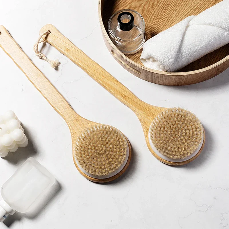 Bath Brush Scrub Back Brush Bath Body Brush Dry Brush Skin Brush Soft Hair Long Handle Hog Bristle Brush