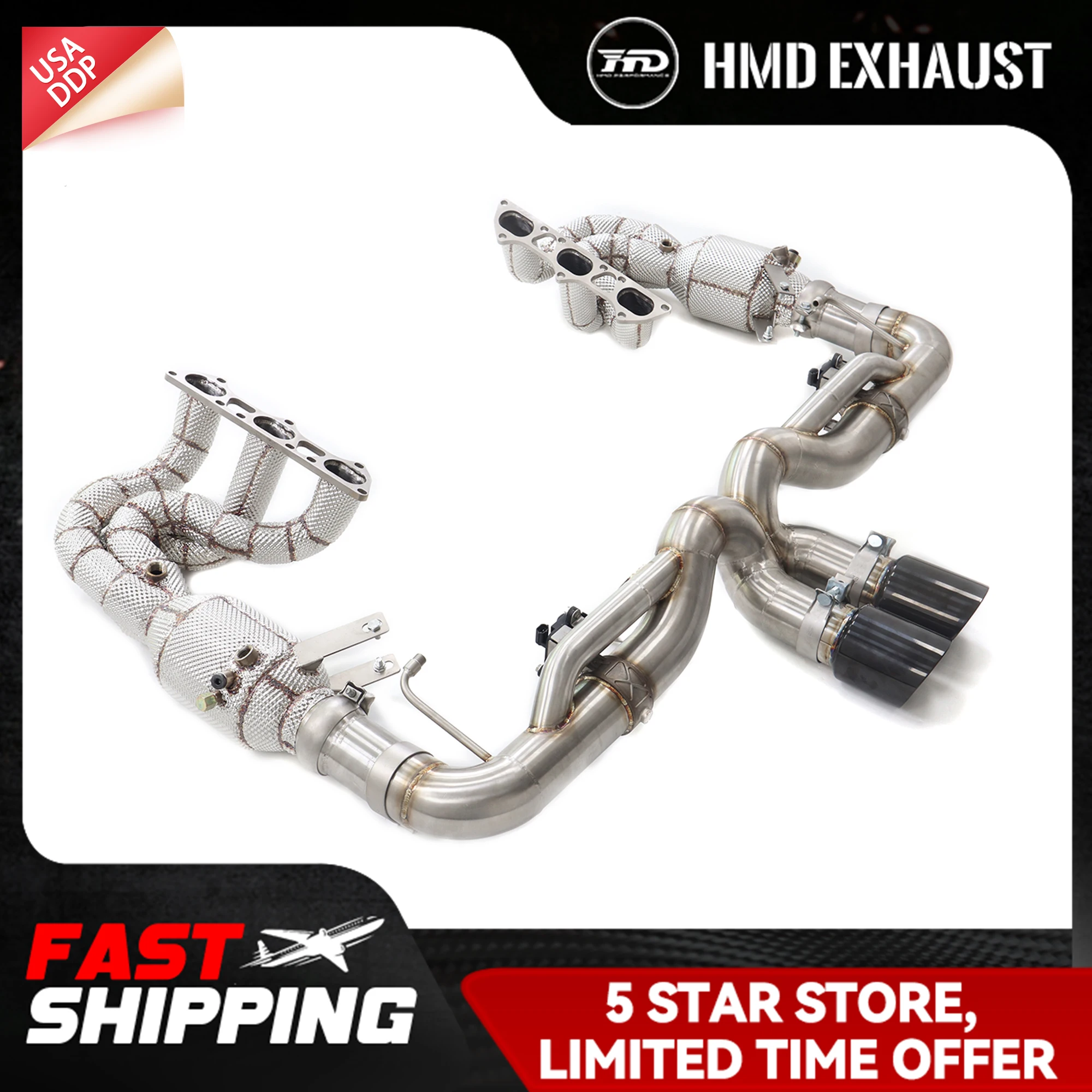 

HMD Exhaust Catback for Porsche 911 992 GT3 SS304 Downpipe Manifold Electronic valve Support customization
