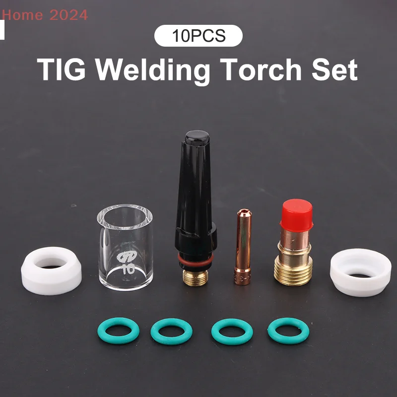 

10Pcs TIG Welding Torch Set Pyrex Glass Cup Kit Welding Nozzles Kit For WP-17/18/26 Welding Torch Accessories Soldering Supplies