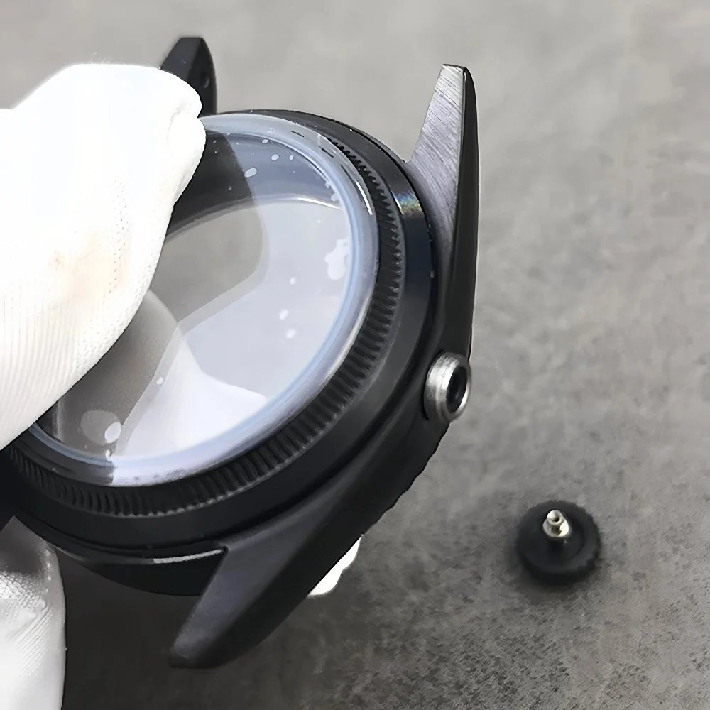 Cassa per orologio in acciaio inossidabile lucido da 36 mm per movimento NH35/NH36, vetro per orologio in cristallo di zaffiro da 28,5 mm e accessori per quadrante