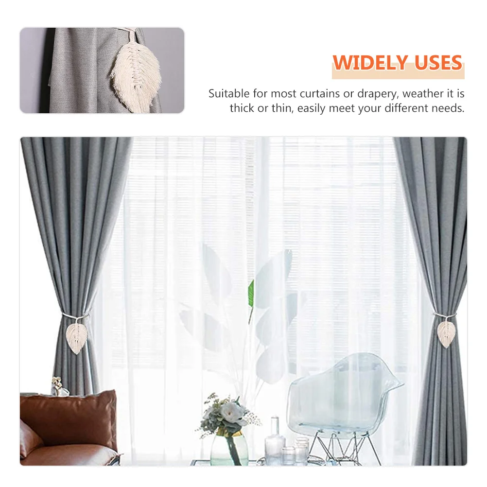 

2Pcs Curtain Tiebacks Woven Leaf Style Suitable for Thick Thin Curtains Window Drapes Ropes Straps Holdbacks Sets