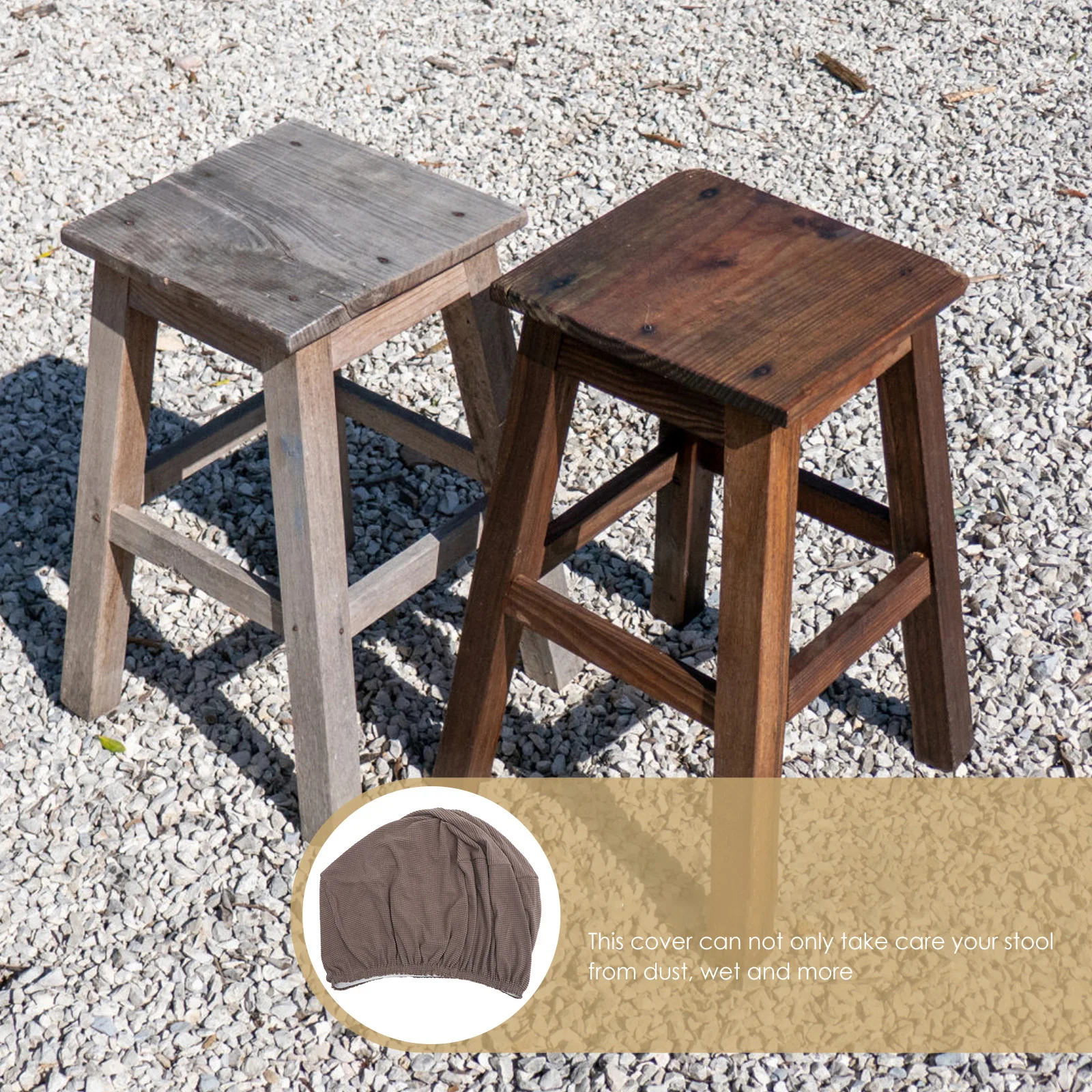 

Square Stool Cover Removable Stretchable Elastic Footstool Protector Machine Washable Easy Clean Gray Brown Large Size Chair