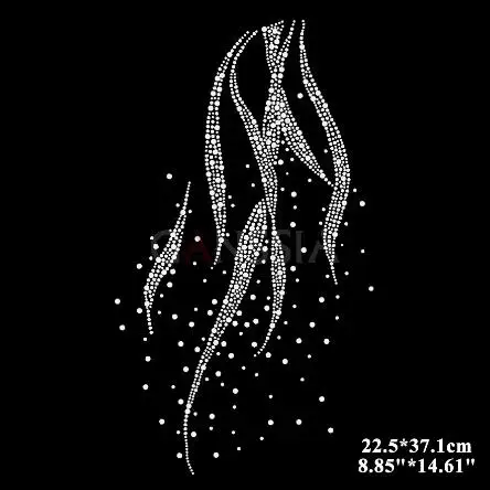 3pcs/lotSize:24x9cm weeping willow Pattern Hotfix Rhinestone Heat Transfer Design Rhinestone Motif Embellishment Sewing(JA-1003)