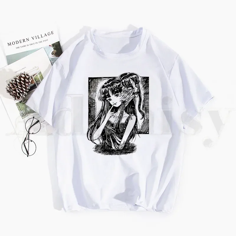 Japan Manga Junji Ito Tomie Shintaro Kago T Shirts Spring Tops Tees Men Women Short Sleeve Casual T Shirt Streetwear Funny