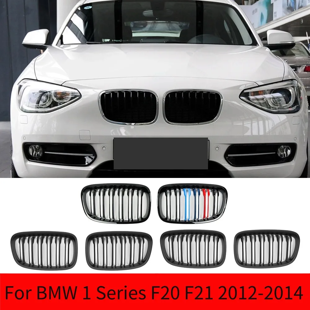 

For BMW 1 Series F20 F21 2012-2014 Pulleco Car Front Bumper Kidney Grille Racing Grills Replacement Double Slat Gloss Black Gril