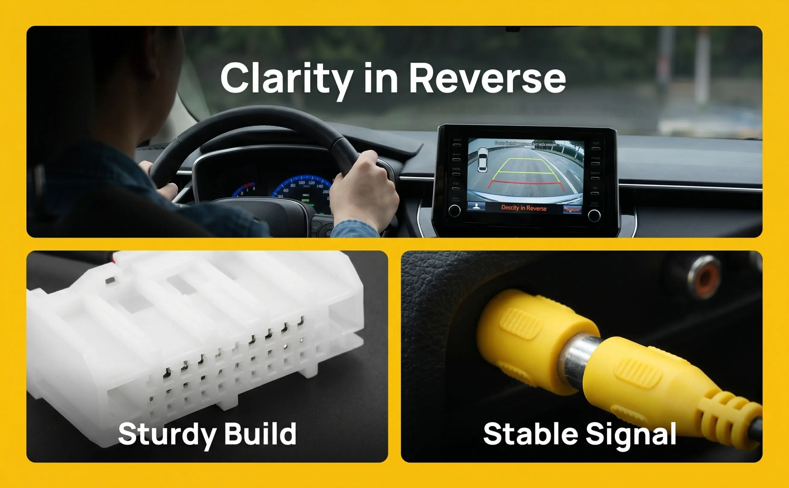 Reverse Camera Wiring Harness Rca Solid Stereo Adapter Rear Camera Input Wire Plug Backup Video Wire Harness Adapter