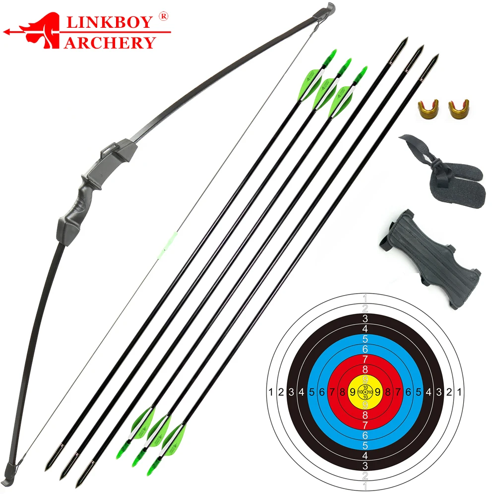 Archery Recurve Takedown Bow and Arrow Set 15-20lbs for Youth Adult Practice Wooden Straight Bow Longbow Kit Kids Toy