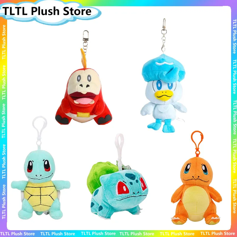 Original Aoger Pokemon Keychain PlushAJE Fuecoco Quaxly Charmander Squirtle Bulbasaur Backpack  Cartoon Pendant Key Ring