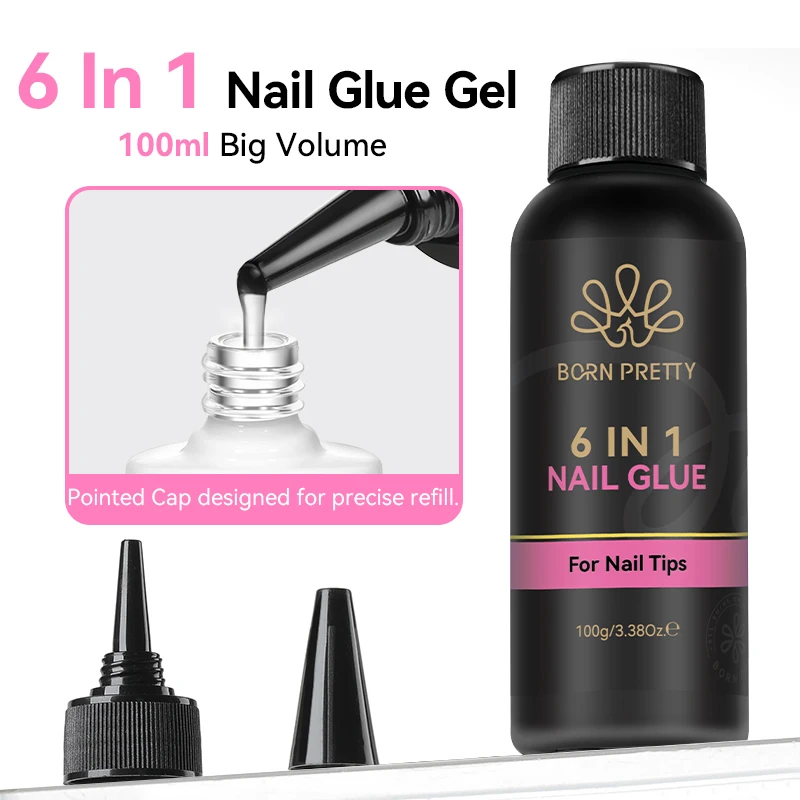 BORN PRETTY 100g 6 IN 1 Nagelklebegel für Acrylnägel, ablösbares Basisgel, Top Coat, UV-Verlängerungsnagelgel, Gel für künstliche Nagelspitzen – Detail 4