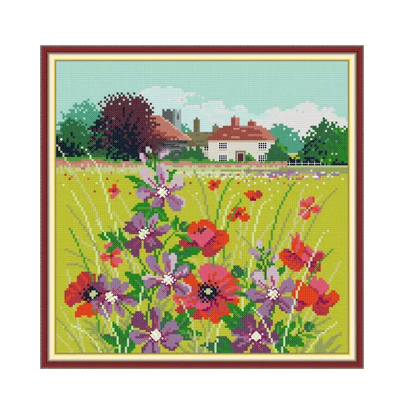 Four Seasons in the Field-Summer Cross Stitch Kit, White, 18CT, 14CT, 11CT, Printed Embroidery, DIY Handmade Needlework Craft