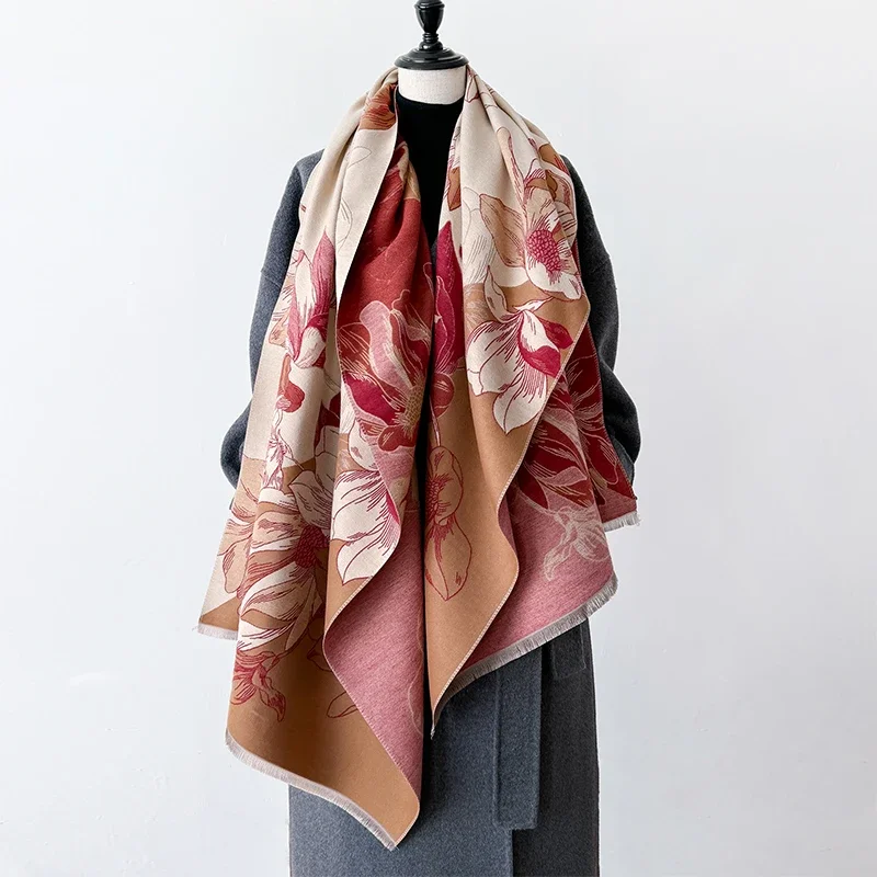 

2025 Design Winter Warm Cashmere Shawl Fashion Scarf Women Neckerchief Pashmina Head Scarves Wrap Femal Poncho Echarpe Bandana