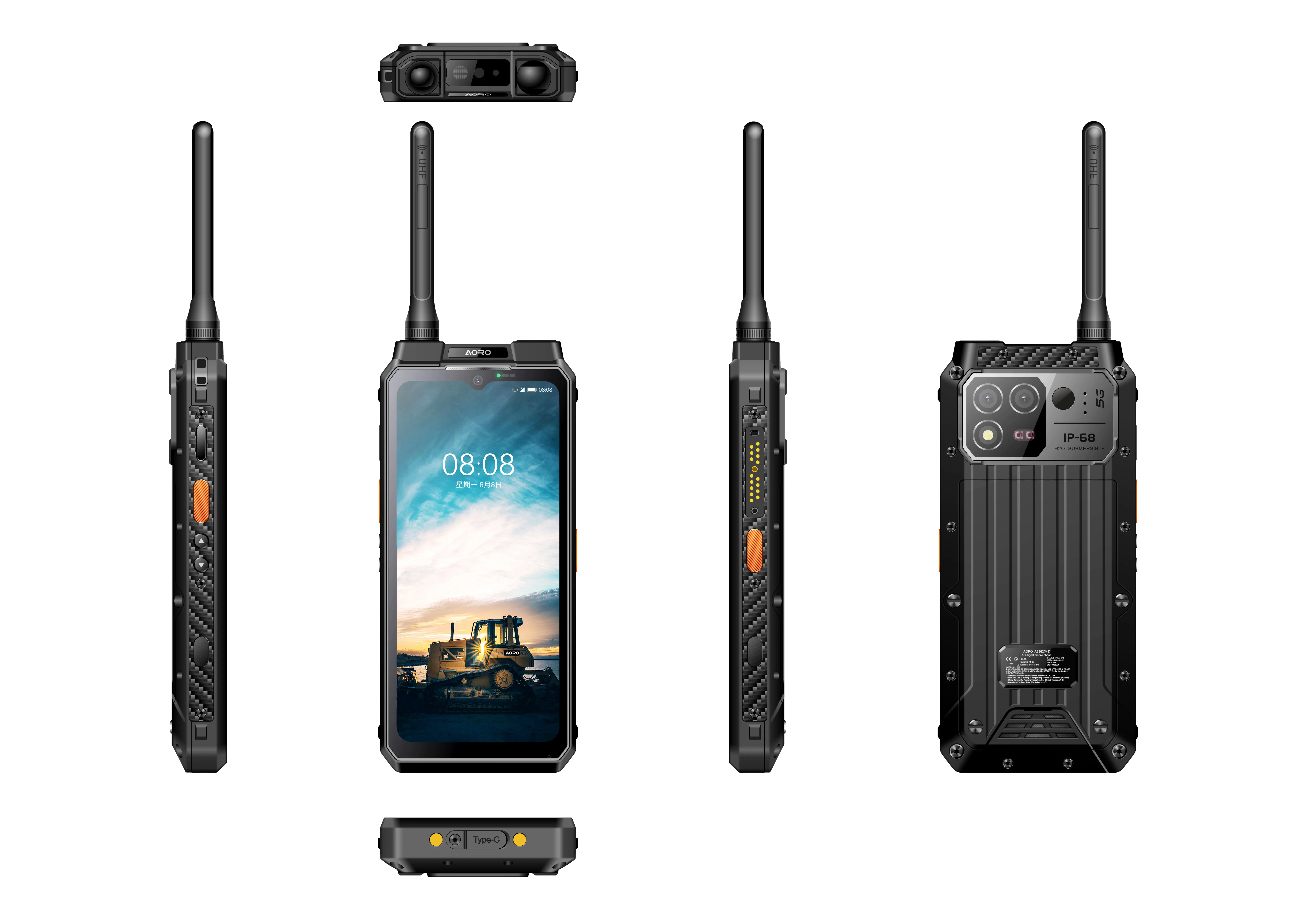 Telefoni con imaging termico Atex impermeabili IP68 Cellulari AORO M8 5G Smartphone Robusto Walkie Talkie FHD + 1080 * 2408 Telefoni Android