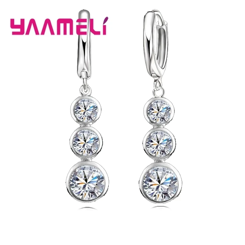

925 Sterling Silver Drop Earrings Shiny AAA Cubic Zircon Dangle Earring for Women Girls Wedding Party Fashion Jewelry Gift