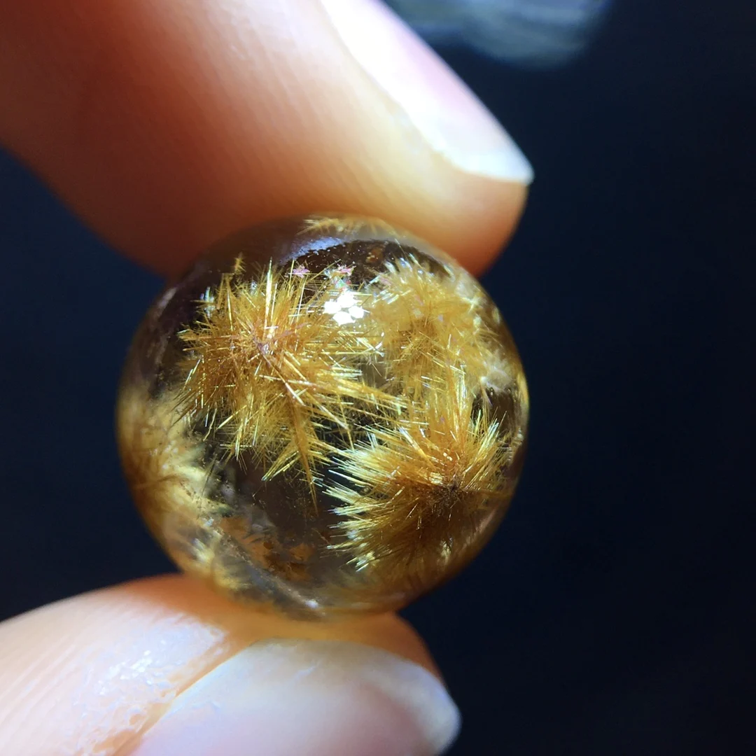 

Natural Gold Rutilated Quartz Flower Pendant 14mm Rutilated Round Jewelry Men Women Brazil AAAAAAA