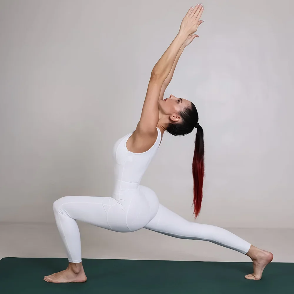 

Sleeveless V-neck Sports Tight Jumpsuit Women Fitness Gym Overalls One Piece Set Black White Yoga Dance Jump Suits Streetwear